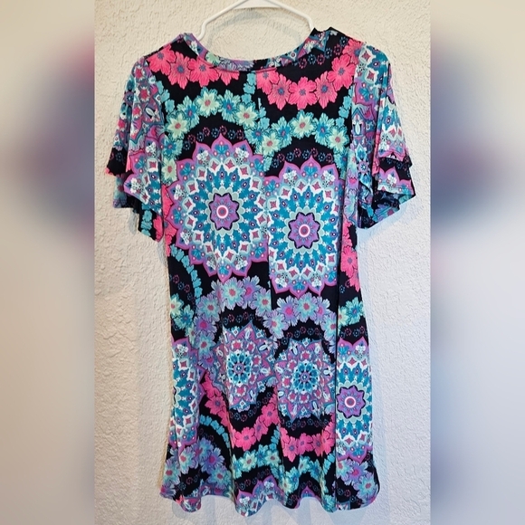 Kaleidoscope Mini Dress w/Pockets Size Small - Picture 6 of 7